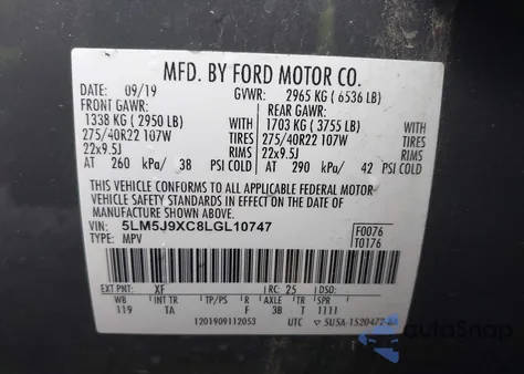 2020 Lincoln Aviator Black Label from USA, damaged, VIN 5LM5J9XC8LGL10747